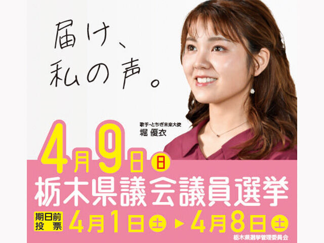 投票に行こう！4月9日(日)栃木県議会議員選挙