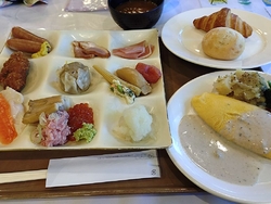 客室露天風呂で...