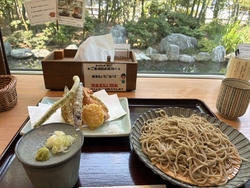 竹と鯉を眺めな...